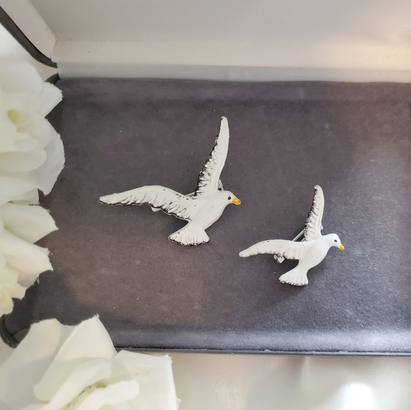 Unique And Rare Vintage Brooch Two Birds ~ Vintage Jewellery - Picture 6 of 12